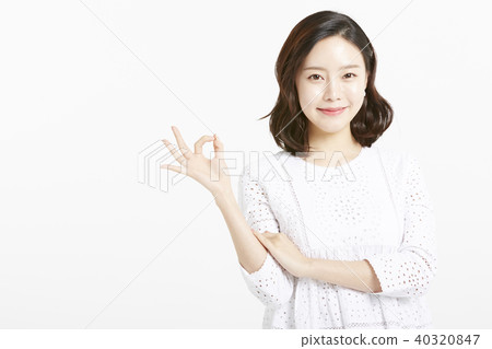 Female portrait series hand sign 40320847