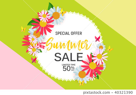 Abstract Flower Summer Sale Background with... - Stock Illustration ...