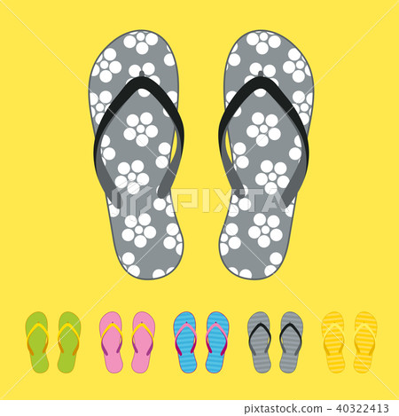 Row of colorful beach flip flops - Stock Illustration [40322413] - PIXTA