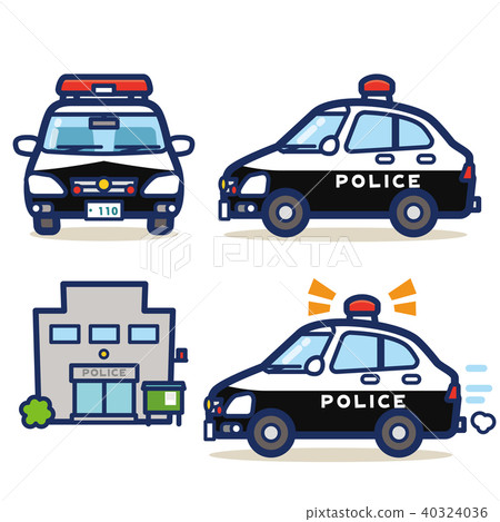 工作車警車 插圖素材 圖庫