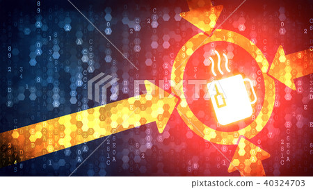 Time Concept: Coffee Cup - Web Icon on Pixelated Background. 40324703