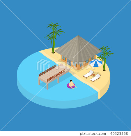 Beach Vacation Element 3d Isometric View. Vector Beach Vacation Element 3d Isometric View. Vector 40325368