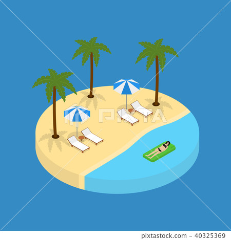 Beach Vacation Element 3d Isometric View. Vector Beach Vacation Element 3d Isometric View. Vector 40325369