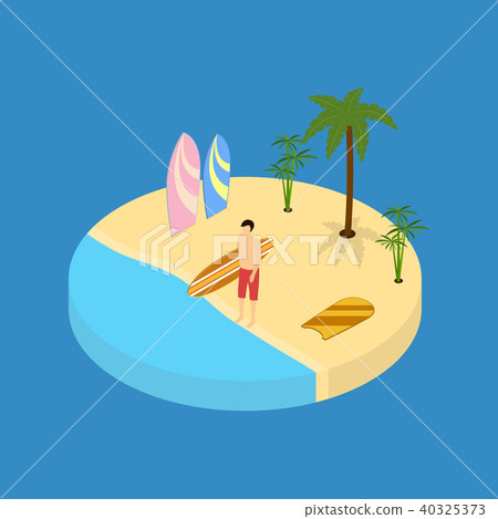 Beach Vacation Element 3d Isometric View. Vector 40325373