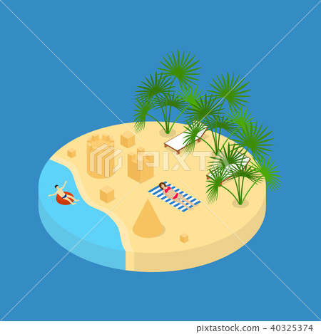 Beach Vacation Element 3d Isometric View. Vector - Stock Illustration ...