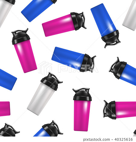 Realistic Detailed 3d Sport Nutrition Drink Bottle Seamless Pattern Background. Vector 40325616