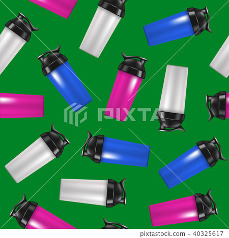 Realistic Detailed 3d Sport Nutrition Drink Bottle Seamless Pattern Background. Vector 40325617