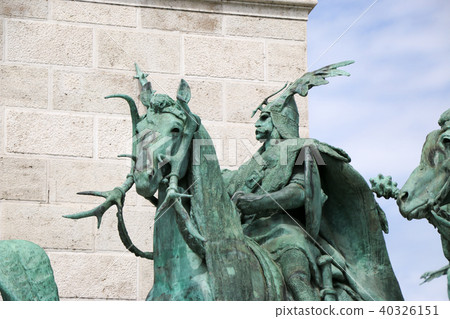 Monument in Heroes Square circa in Budapest, Hungary. 40326151