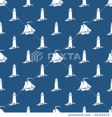 Seamless Blue and White Maritime Pattern 40326410