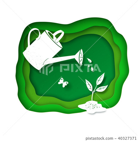 Background with watering can - Stock Illustration [40327371] - PIXTA