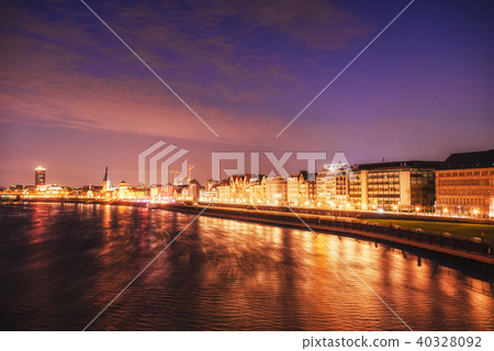 Night city landscape Dyusildorf. Media harbor. Germany. 40328092