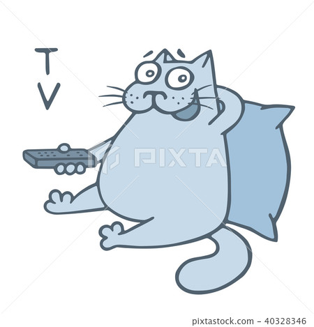 cat with remote control wath televisor. vector cat with remote control wath televisor. vector 40328346