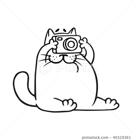 Funny fat cat photographer. Vector illustration Funny fat cat photographer. Vector illustration 40328361