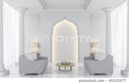 Luxury white living room 3D render Luxury white living room 3D render 40328377