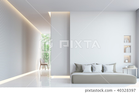 Modern white bedroom interior 3d render - Stock Illustration [40328397 ...