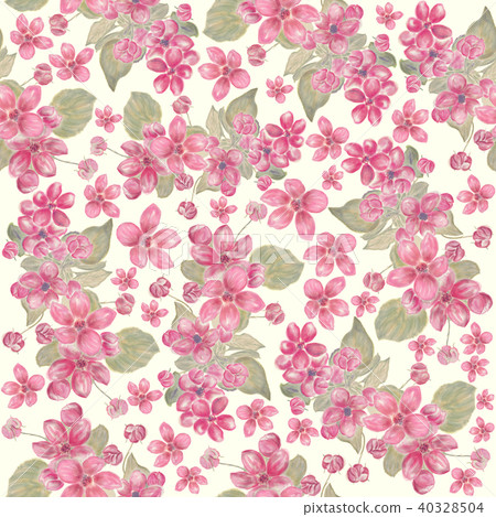 seamless pattern of pink flowers - Stock Illustration [40328504] - PIXTA