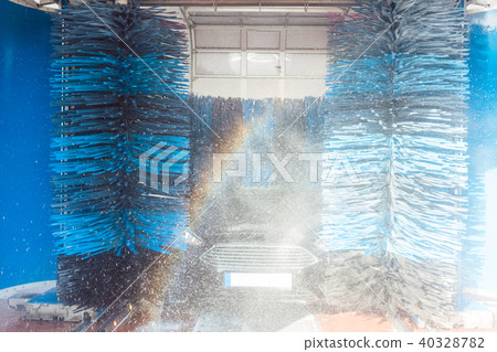 Brush turning in car wash Brush turning in car wash 40328782