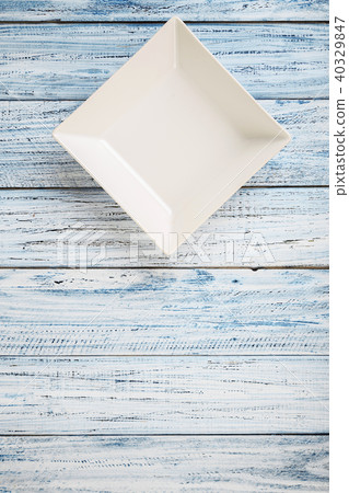 empty rectangular Plate on wooden table background 40329847