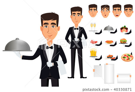 Handsome waiter wearing a professional uniform Handsome waiter wearing a professional uniform 40330871