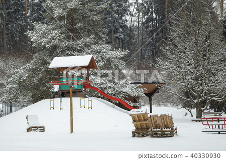 Children's Playground covered with snow Children's Playground covered with snow 40330930