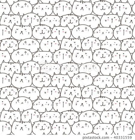 Cute Cats Vector Pattern Background. Fun Doodle. Cute Cats Vector Pattern Background. Fun Doodle. 40331559