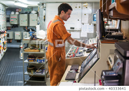 Marine engineer officer starts or stops main engine of ship Marine engineer officer starts or stops main engine of ship 40333641