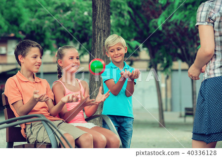 Cheerful children are playing with ball 40336128