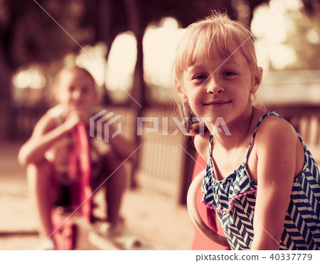 Closeup happy little girl Closeup happy little girl 40337779