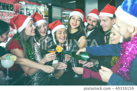 Friends on new year eve party in bar Friends on new year eve party in bar 40339150