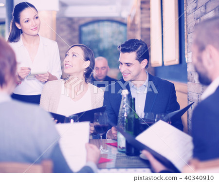 waitress woman taking order from guests waitress woman taking order from guests 40340910