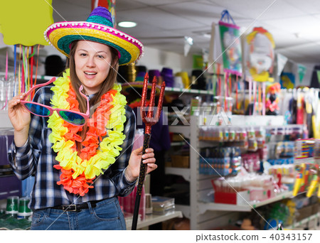 Portrait of happy comically dressed girl 40343157