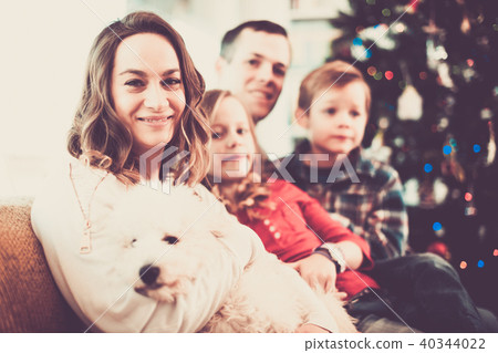 Family enjoying Christmas evening together 40344022