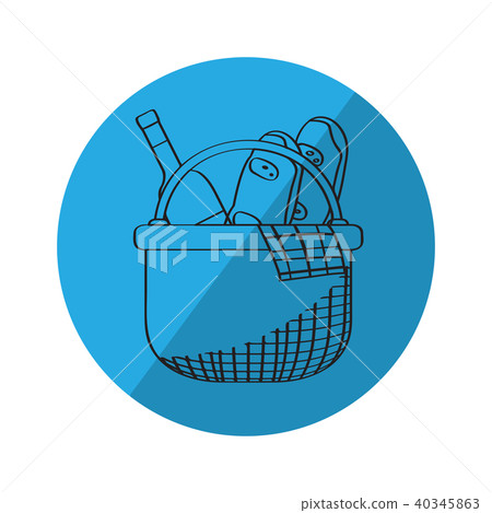 Sketch of a picnic basket on a label 40345863