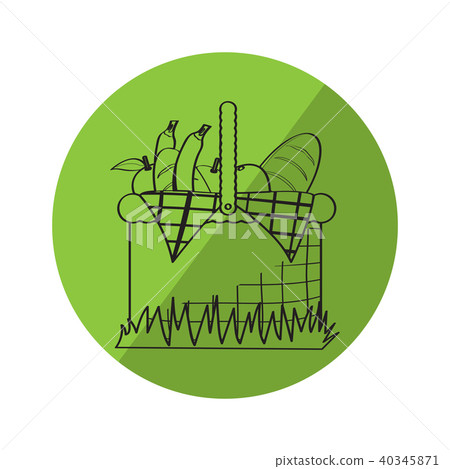 Sketch of a picnic basket on a label 40345871