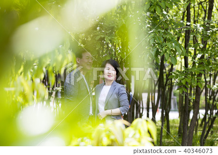 家庭，夫婦，夫婦，走，郊遊，公園，海雲台區，釜山 40346073