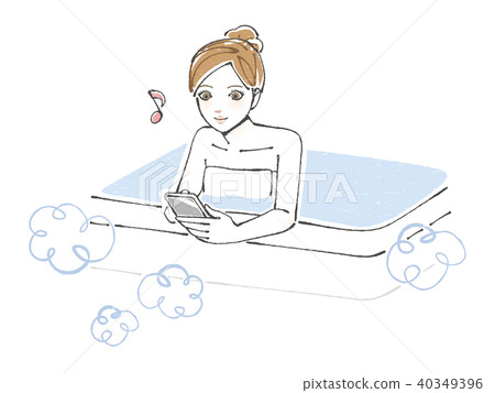 Woman bathing smartphone 40349396