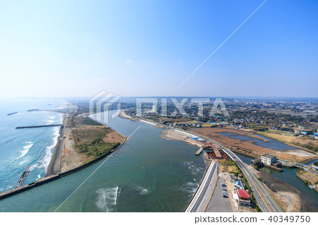 Aerial view near the coast of Ichinomiya town and Chosei village in Chiba prefecture 40349750