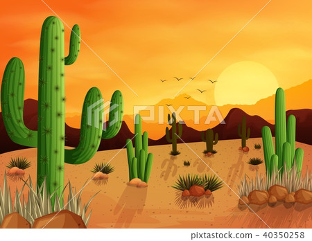 Desert landscape background with cactuses Desert landscape background with cactuses 40350258