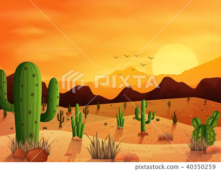 Desert landscape background with cactuses Desert landscape background with cactuses 40350259
