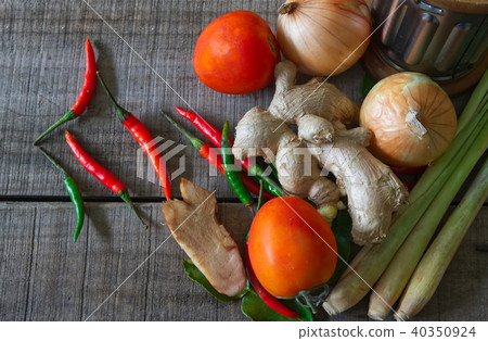 Chili and galangal and lemon grass and ginger Chili and galangal and lemon grass and ginger 40350924