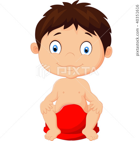 cartoon boy sitting on the potty 40351616