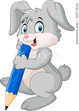 Happy rabbit holding pencil 40351628