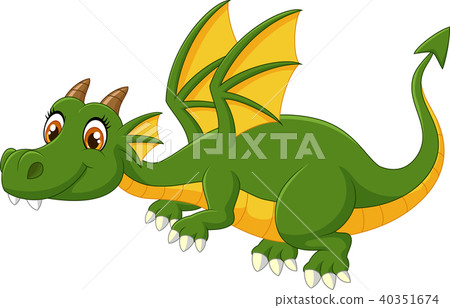 Cartoon green dragon flying Cartoon green dragon flying 40351674