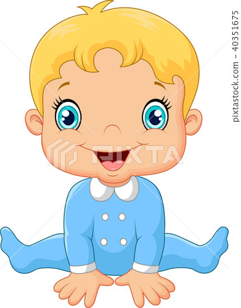 Cartoon baby boy wearing blue pajama Cartoon baby boy wearing blue pajama 40351675