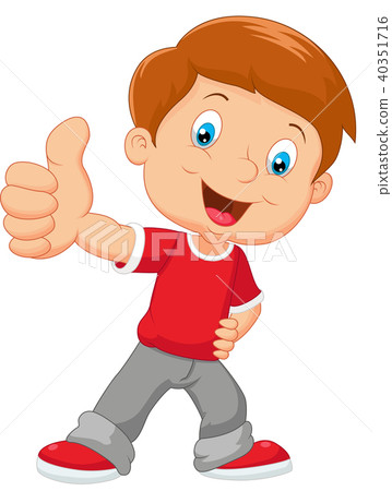 Cartoon little boy giving thumb up Cartoon little boy giving thumb up 40351716