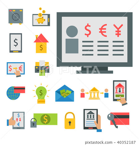 Online payment methods confirmed finance paying mobile banking workplace vector illustration in flat 40352187