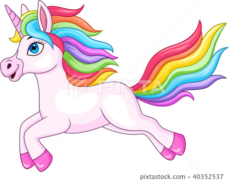 Cartoon rainbow unicorn isolated on white backgrou 40352537