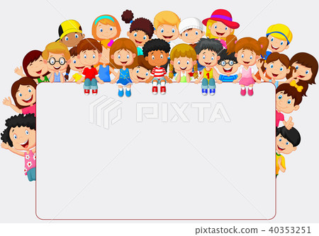Crowd children with blank sign Crowd children with blank sign 40353251