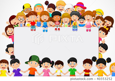 Crowd children with blank sign Crowd children with blank sign 40353252