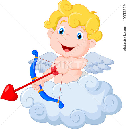 插图素材: funny little cupid aiming at someone